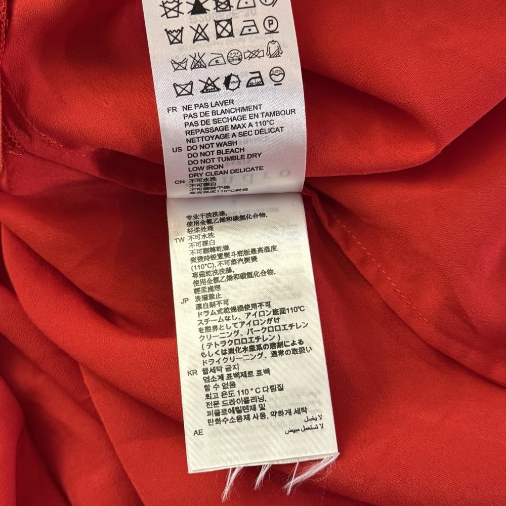 Sandro Paris Textured Lace Split Neck Dress Size 36‎ Small Women's Red - Picture 11 of 14